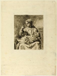 žena krmí své dítě od Jean-Francois Millet