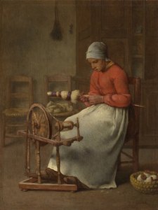 Žena předení, kolem 1855-60 od Jean Francois Millet