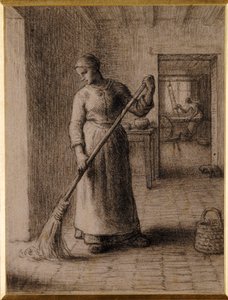 Žena zametání její domov od Jean Francois Millet