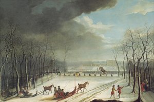 Princ z Conde loví na saních v roce 1767 od Jean Francois Perdrix