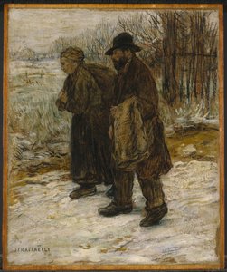 Parisian Rag Pickers, cca 1885 (olej a pastelka na papíře připevněné na panelu) od Jean Francois Raffaelli
