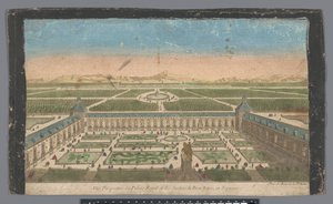 Pohled do zahrady a na Palacio del Buen Retiro v Madridu Vüe ​​​​perspective du Palais Royal et des Jardins du Buen Retiro, en Espagne (název na objektu) od Jean François Daumont