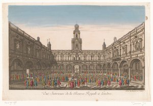 Pohled do interiéru Royal Exchange v Londýně Vuë Interieure de la Bourse Royale à Londres (název na objektu) od Jean François Daumont