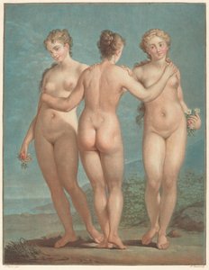 Tři Grácie od Jean François Janinet after Giovanni Antonio Pellegrini