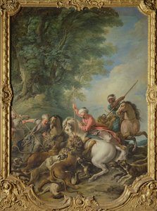 Turci loví lvy (olej na plátně) od Jean François de Troy