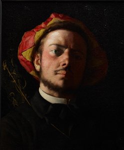 Portrét Paula Verlaina jako trubadúra od Jean Frederic Bazille