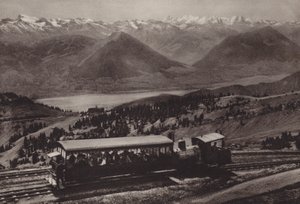 Bei Station Rigi Kulm (černobílá fotografie) od Jean Gaberell