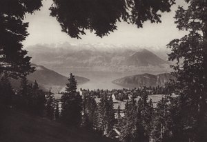 Rigi Kaltbad, výhled na Lucernské jezero (č/b foto) od Jean Gaberell