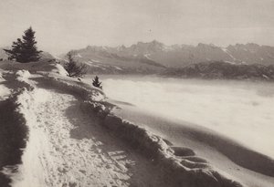 Rigi Kaltbad, slunečný zimní den (černobílá fotografie) od Jean Gaberell