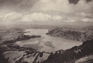 Rigi Kulm, výhled na jezero Zug (č/b foto) od Jean Gaberell