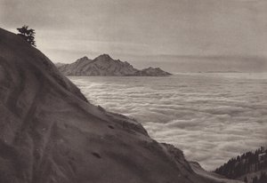 Rigi Kulm, Uber Dem Nebelmeer (černobílá fotografie) od Jean Gaberell