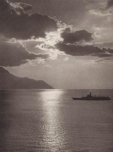 Švýcarsko: Ženevské jezero, večer (č/b foto) od Jean Gaberell
