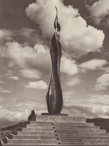 Švýcarsko: Válečný památník na Forch, poblíž Curychu (č/b foto)