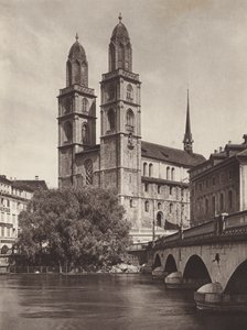 Švýcarsko: Curych, katedrála (č/b foto)