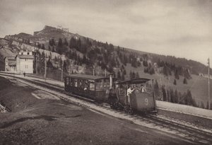 Vitznau Rigi Kulm, ozubnicová dráha (č/b foto) od Jean Gaberell