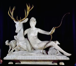 Diana nasazená na jelena (mramor a bronz) (viz také 148837)