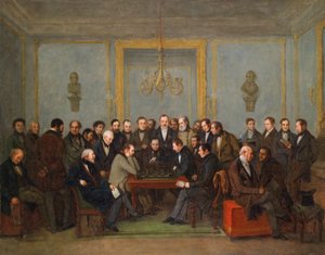 Epický šachový zápas mezi Pierrem Saint Amantem a Howardem Stauntonem v roce 1843) Peinture de Jean Henri Marlet (1771-1847) 1843 - Olej na plátně Rozměr 71x91,5 cm Soukromá sbírka od Jean Henri Marlet