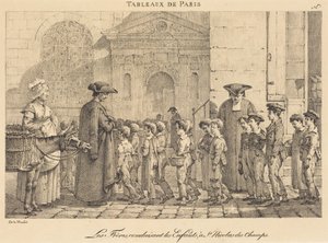 Bratři vedou děti do St. Nicolas des Champs od Jean Henri Marlet