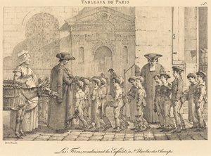 Bratři vedou děti do St. Nicolas des Champs od Jean Henri Marlet
