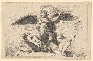 Anděl drží palmu a korunu od Jean Honoré Fragonard after Annibale Carracci