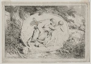Bacchanals: Nymfa leží, že satira od Jean Honore Fragonard