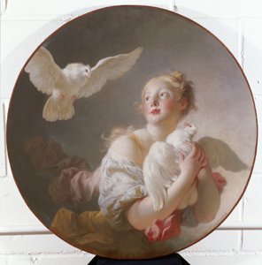 Dívka drží holubice od Jean Honore Fragonard