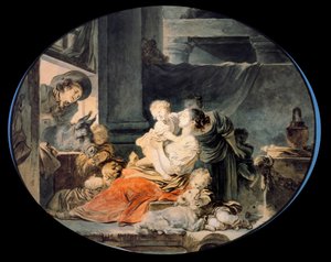 Šťastná rodina Velká rodina rolníků. Obraz Jean Honore Fragonard (1732-1806) Paříž 18. století, Musee Cognacq Jay od Jean Honore Fragonard