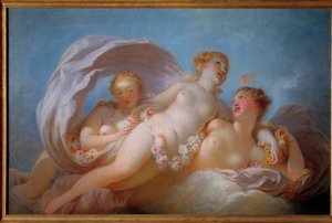 Obraz Tři Grácie od Jean Honore Fragonard (1732-1806). Musee Fragonard z 18. století, Grasse od Jean Honore Fragonard