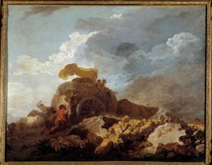 Bouře nebo zapadlý vozík Obraz Jean Honore Fragonard (1732-1806) 18. stol. od Jean Honore Fragonard