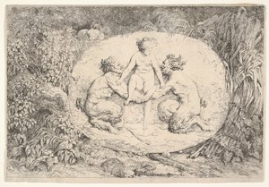 Nymph Supported by Two Satyrs, 1763. od Jean Honore Fragonard
