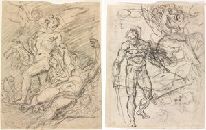 Orfeus a Eurydika (recto); Figurální studie (verze) od Jean-Honore Fragonard