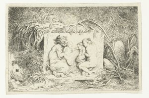Satyr a nymfa se dvěma dětmi Bacchanales (název série) Nymfy a satyři (název série) od Jean Honore Fragonard
