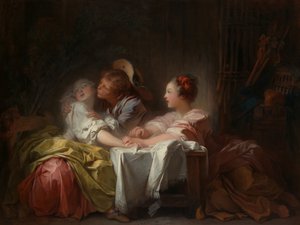 Ukradený polibek, kolem roku 1760 od Jean Honore Fragonard