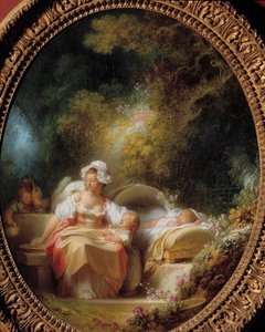 Dobrá matka Mladá matka obklopená svými dětmi v zahradě. Obraz Jean Honore Fragonard (1732-1806) od Jean Honore Fragonard