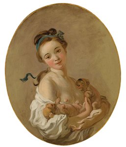 Mladá dívka drží dvě štěňata, c.1770 od Jean Honore Fragonard