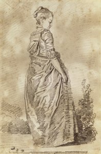 Mladá žena na procházce (červená křída na papíře) od Jean Honore Fragonard
