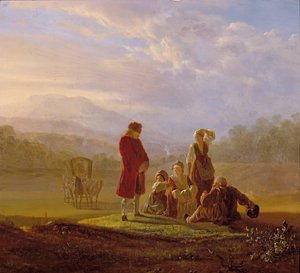 Voltaire hovoří s rolníky ve Ferney