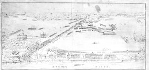 Pohled na bitvu u plantáže Chalmettes, 8. ledna 1815. od Jean Hyacinthe Laclotte