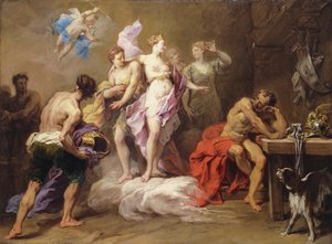 Venus objednává zbraně z Vulcanu pro Aenease, od Jean II Restout