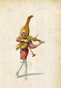 Kostýmní skica Jeana Beraina staršího (1640-1711) pro Le feste di Amore e di Bacco (Oslavy lásky a Baccha), balet Jean-Baptiste Lully (1632-1687), uvedený v Palais-Royal v Paříži, 15. listopadu