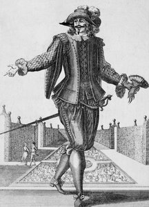 Vážný herec, scénický kostým, rytina Jean Berain starší (1637-1711), Francie
