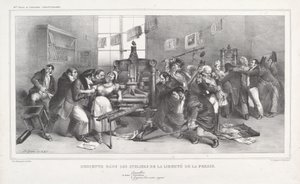 Sestup do workshopů Svobody tisku od Jean Ignace Isidore Grandville, and Auguste Desperet