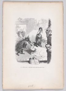 V tomto děsivém příběhu se Zemire vrhá k Azorovým nohám ze Scény z ..., ca. 1837-47. od Jean Ignace Isidore Gérard