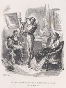 Je dobře, že ji před manželem přemlouvá a lichotí. z Malého Miseri..., 1843. od Jean Ignace Isidore Gérard