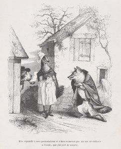 Odpověděla na mé protesty a přísahy posměšným tónem tak chladným, že jsem přísahal..., ca. 1837-47. od Jean Ignace Isidore Gérard