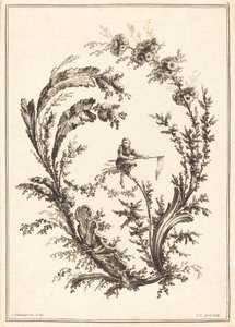 Ornament s opicí od Jean Jacques Avril I after Jean Baptiste Pillement
