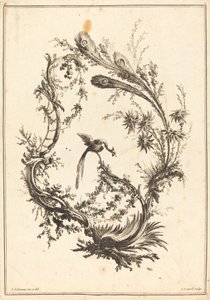 Ornament s pávem od Jean Jacques Avril I after Jean Baptiste Pillement