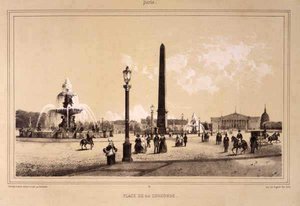 Place de la Concorde, Paříž, vyryto Augustem Brym (rytina)