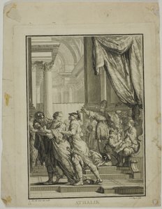 Frontispis k Athalii, V. dějství, VI. scéna, z Racinova díla od Jean Jacques Flipart