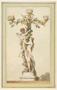 Kresba, porcelánový svícen, 1770-80 od Jean Jacques Francois Le Barbier